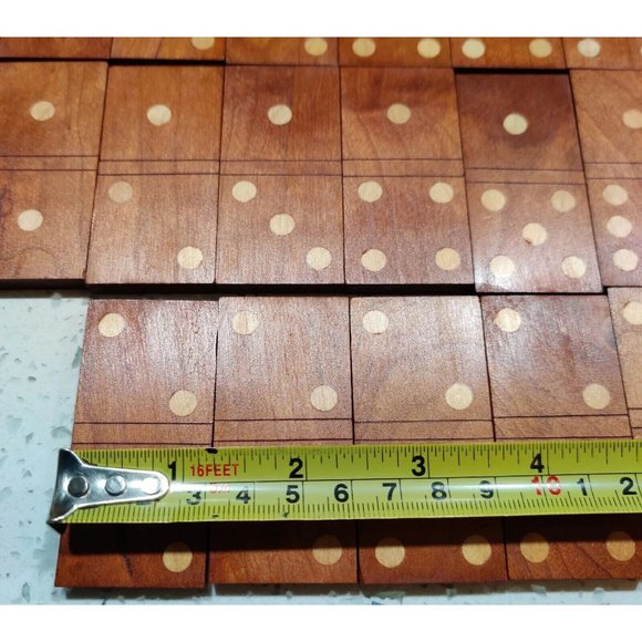 Double 6 Domino Set Natural Polished Wooden Tiles & Box Hand Crafted 28 Pieces - Picture 5 of 8